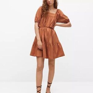 Mango Frill Cotton Dress in Terracotta Size 4 LIKE NEW